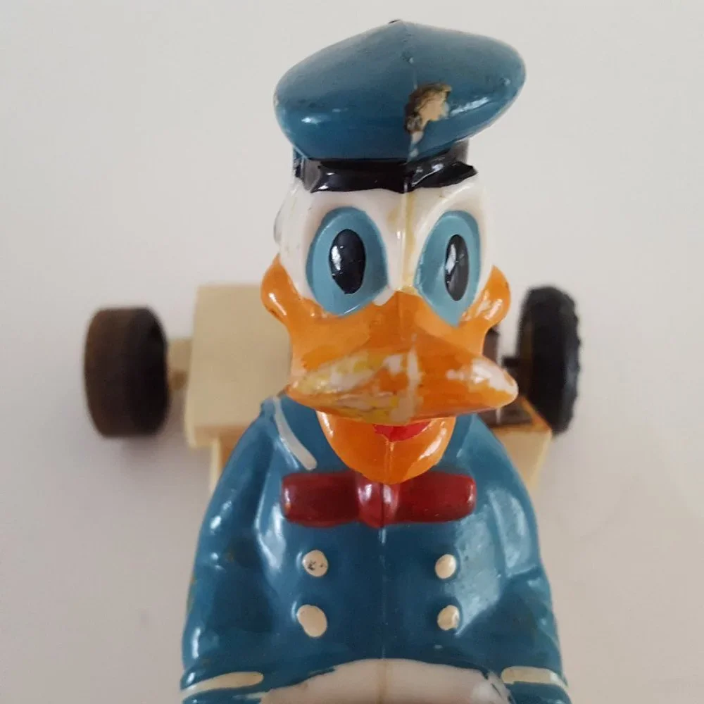 Vintage Disney Marx Plastic Friction Donald Duck Racing Kart”AS IS *FOR PARTS*